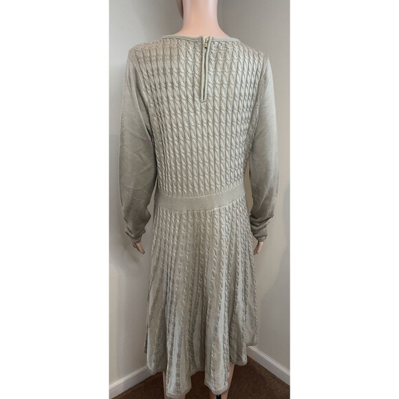 Calvin Klein Tan Cable Knit Fit & Flare Sweater Dress Women's Size X Large - Picture 4 of 15
